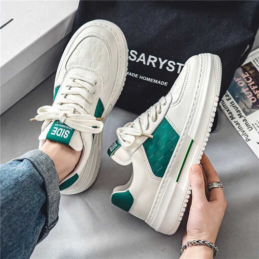 
Men's shoes for summer breathable 2025 new small white shoes for men Korean style versatile thick sole sports and casual shoes for men 9906 white and black 39