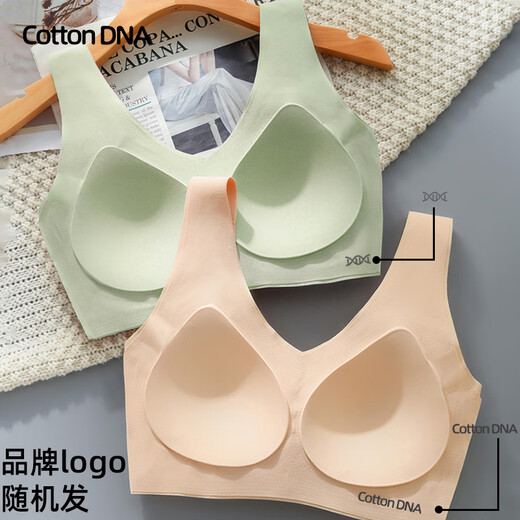 COTTONDNA内衣女2件装文胸无痕内衣无钢圈聚拢运动收副乳软支撑文胸
