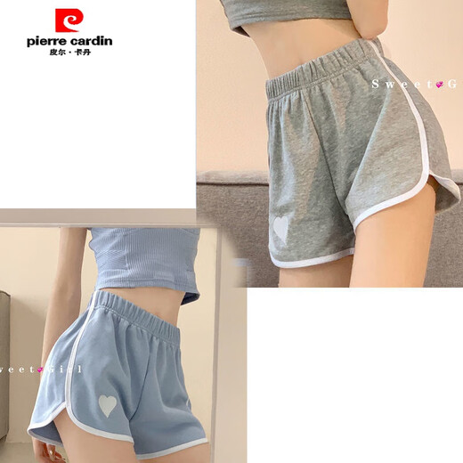 皮尔卡丹（pierre cardin）两条装网红休闲居家热裤ins夏薄款宽松阔腿刺绣爱心运动短裤 黑色+蓝色【902#】 3XL 【建议135-150斤】