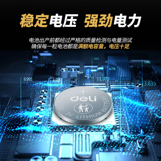 Deli CR2032 button battery 1 piece 3V lithium battery suitable for Volkswagen, Audi, Hyundai and other car key remote controls, Xiaomi box ear thermometer, etc. 18512S