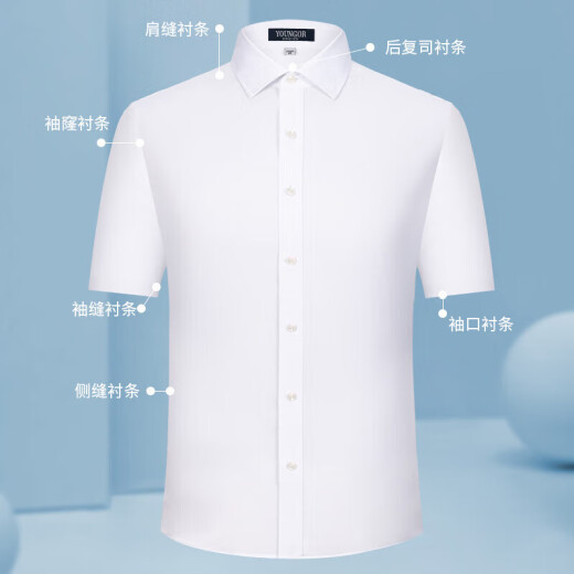 CEO雅戈尔旗舰男士棉短袖衬衫夏季新款中年通勤商务正装纯色免烫衬衣 蓝色-格子-6629-短袖 44  180-200斤
