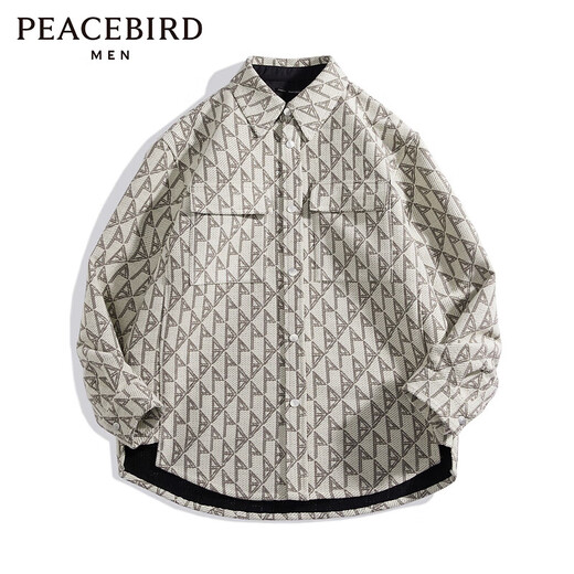 PEACEBIRD Men's Casual Shirt Winter Outerwear Plaid Shirt Trendy Fashionable Comfortable Men's Top Trendy Khaki 1 (Loose) M