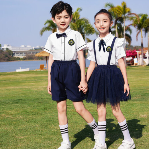 G.DUCKKIDS小黄鸭幼儿园园服夏装儿童校服套装小学生夏季班服英伦毕业照服装 6630-1男童套装 100 建议2-3岁25-30斤