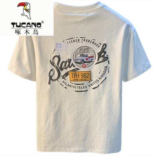 
Woodpecker (TUCANO) white T-shirt men's summer new high-end trend printed T-shirt American light luxury Xinjiang cotton comfortable short-sleeved T-shirt Black vest [HJ9906-1 sleeveless] 4XL suitable for 166-180Jin [Jin equals 0.5 kg]