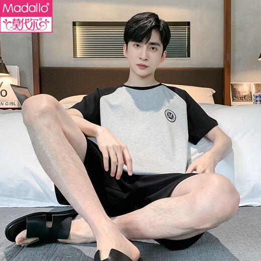 莫代尔男士睡衣纯棉夏季薄款短袖短裤套装可外穿休闲舒适大码家居服男 HDE-9928 L