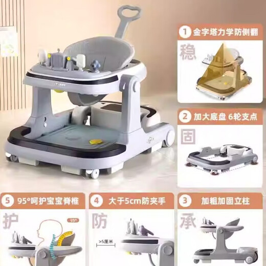 JCZS German brand baby walker Bluetooth remote control electric anti-rolling safety and stability baby walking walking car Fengxian powder (meal plate without pedal)