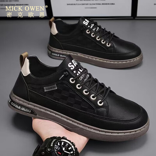 
MICK OWEN men's shoes 2025 new spring and autumn wear-resistant leather shoes for men's British shoes for men's sports and casual board shoes trendy shoes white N695 39