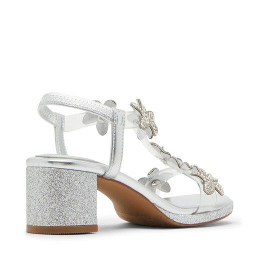 Steve Madden Girls' Smart Heel Sandals, Silver Silver 1 Little Kid