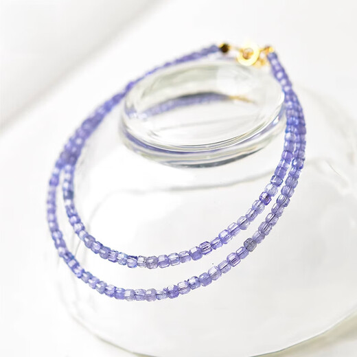 DL 1998 Tanzanite bracelet for women, agate, jade, small sugar cubes, loose bead necklace, blue gemstone hand, bead diameter is about 2mm - hand circumference is about 15+3cm, extension chain