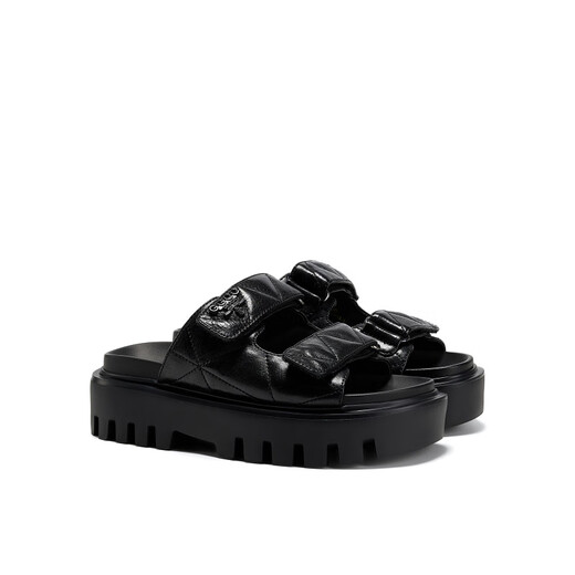 GG-CC [Thorny Island] Sommer kleiner Duftstil Dick-Soled One-Sippers für Frauen halb Slipper für Kleid G25S6628 Black 34