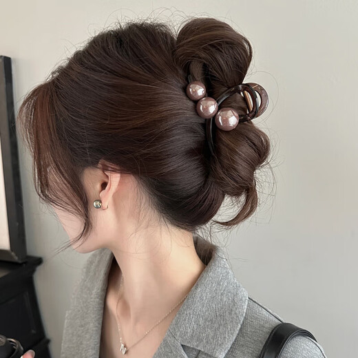 JiaoxueFei Perle Medium Grab Clip Haarhai Clip Haarnadel Rückenkopf neuer Stil High-End-Sinn Clip Kopfschmuck Haarkarte Frauenschild