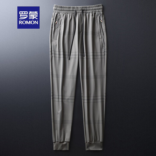 Romon (Romon) Pantalon décontracté en soie de glace pour un pantalon de pantalon à séchage rapide d'été pour hommes pour pantalon imprimé pantalon à carrem imprimé pantalon de garde à pied militaire Green Plaid 21k07 m Longueur 93 cm recommandé 95-115jin [Jin égal à 0,5 kg]