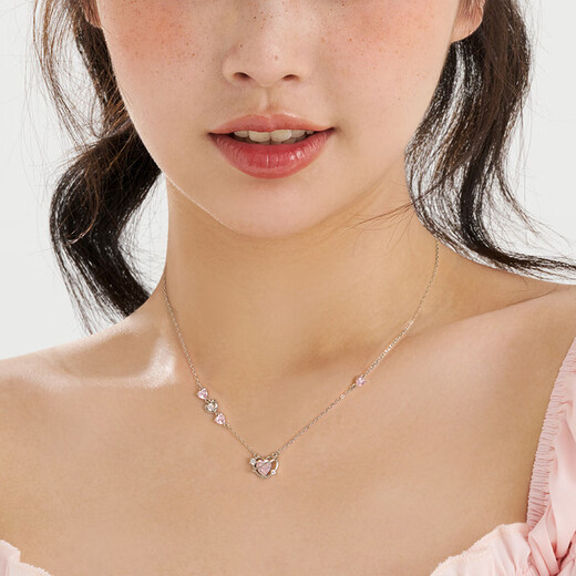 Clect Keli Love Heartbeat Necklace Women's Light Luxury Elegant Pendant Clavicle Chain Versatile Chinese Valentine's Day Gift for Girlfriend Love Heartbeat Necklace