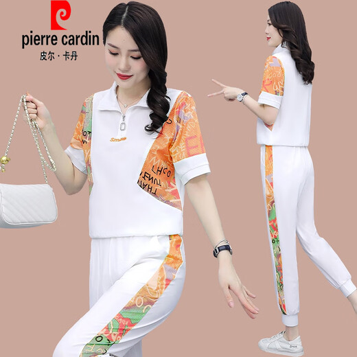 Pierre Cardin Ice Silk Sportswear Anzug für Frauen Sommer Neue modische kurzärmelige zweiköpfige zweiteilige Mutter- und ältere Mutter Sommer (684) Schwarz M (empfohlen 100 Jin [Jin ist 0,5 kg] oder weniger)