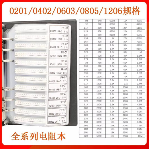 Qidi Resistor Book Capacitor Book Resistor Pack 0201 0402 0603 0805 1206 Resistor Resistor Component Chip Resistor Book 0603 Resistor Book 1% 170 Types 50 Only