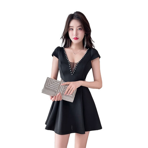 Xinyu Nachtclub sexy Arbeitskleidung hohe Taille, die Bauch schlankes Kleid tiefe V-Ausschnitt mit niedrig geschnittenem Rücken-Bar-Nachtclub Frauenkleidung B5223 Rot One Size XL