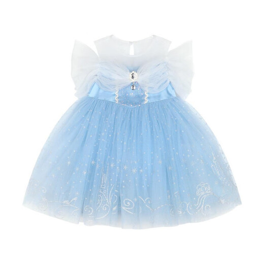 G.DUCKKIDS童装爱莎公主裙女童连衣裙夏季新款儿童裙子女孩艾莎生日礼服裙 裙子和皇冠 100 尺码2~3岁【 90-100cm】