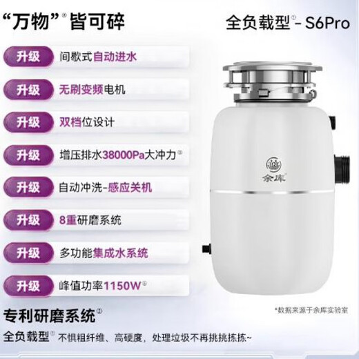 Yuku kitchen waste disposer S6Pro kitchen food waste crusher 650w high power S6Pro-white