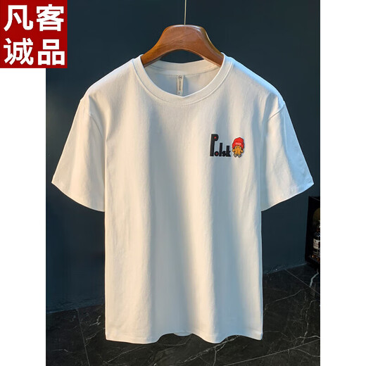 
VANCL trendy brand short-sleeved T-shirt for men printed half-sleeved loose T-shirt Xinjiang cotton comfortable and versatile trendy five-point sleeve clothes for men JSW9923 white M suitable for 90-108Jin [Jin equals 0.5 kg]