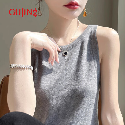 古今含绵羊毛吊带背心女百搭圆领春季针织衫薄款修身打底衫上衣
