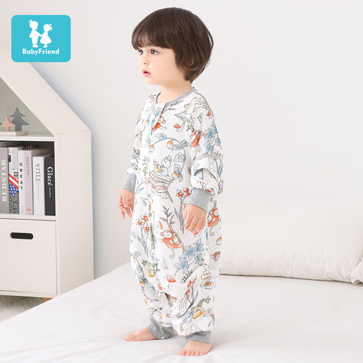 Baby friend infant sleeping bag baby pajamas spring and autumn thin children's front 4 back 2 gauze sleeping bag air-conditioned room anti-kicking quilt 80 yards