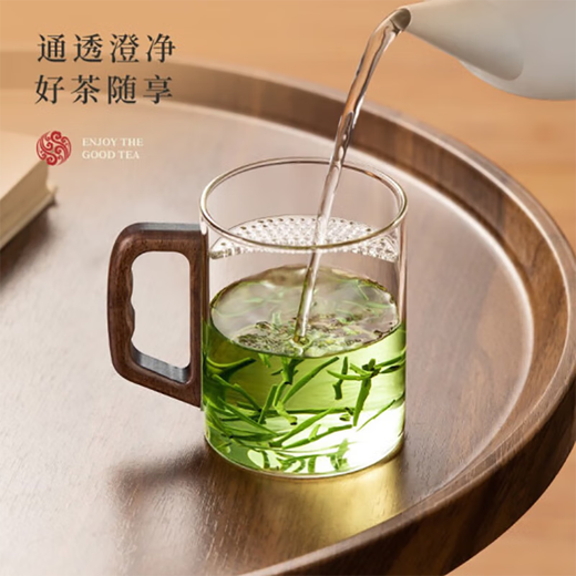 Yi Pot Tea Brewing Tea Cup Tea Water Separator Cup Glass High Borosilicate Green Tea Cup Crescent Moon Filtration Office Home Water Cup Men's 400ML Glass Crescent-With Walnut Lid