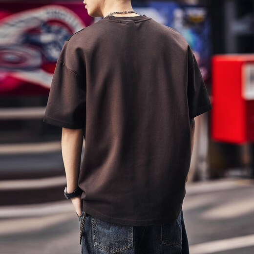Jeep Spirit Original Jeep High-End-Kurzärmer-Männer 2025 Sommer Neues T-Shirt Herren-amerikanischer Trendy Marke Heavy Loose Casual Top 9207 Graphit Gray T-Shirt XL Code für 150-170jin [Jin gleich 0,5 kg]