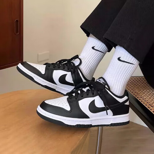 Nike (Nike) Zapatos para mujeres 2025 Summer NUEVO DUNK BOOD Top Shoes Student Sneakers versátiles Versátiles Zapatos casuales CW1590-100 Panda en blanco y negro (modelo GS) 39