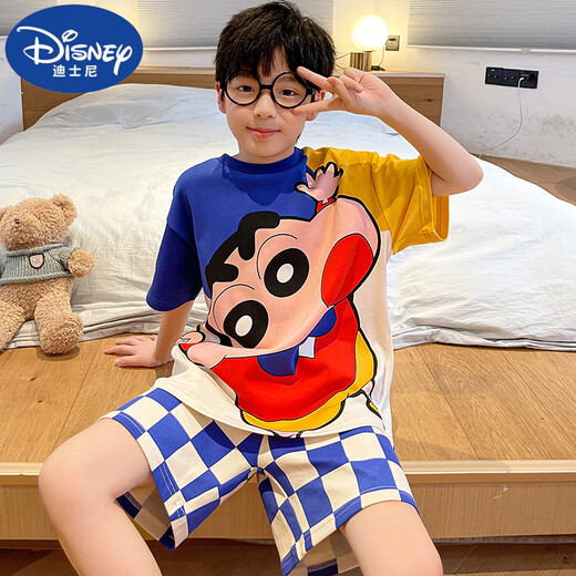 迪士尼（Disney）男童睡衣儿童夏季薄款纯棉短袖套装中大童12岁男孩洋气夏天家居服 693【棉】 110 8码 建议90-100厘米  体重25