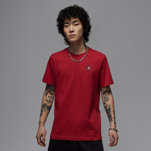 Nike (Nike) Jordan официальное Jordan Men's Men's Pure Cotton Print Fot Summer Новая вязаная хлопковая хлопковая IB7529 687 Fitness Red/Black L