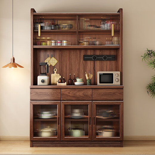 Yahua Xiangshe neue chinesische schwarze Walnussmännchen-Holzschrank gegen Wandschrank Haushalt Wohnzimmer Lagerschrank [keine elektrische Steckdose] Dreitüre Seitenschrankbaugruppe