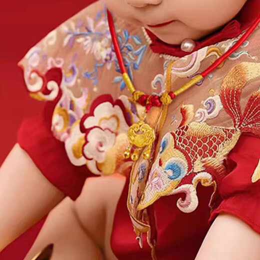 Jingxiang baby gold lock braided rope one year old gold collar hand-woven pendant lanyard red rope baby long life lock necklace rope safe red rope one pack