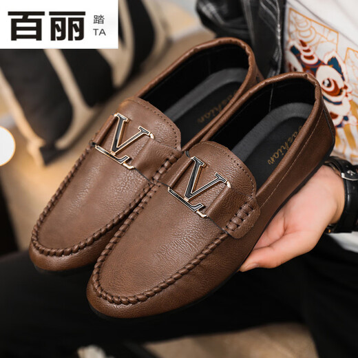 Belle Schuhe für Männer, lef doudou Lederschuhe, formelle handgefertigte Sportsschuhe britische Herrenschuhe Neue Leichtgewichte Business YL-D829 Black 39
