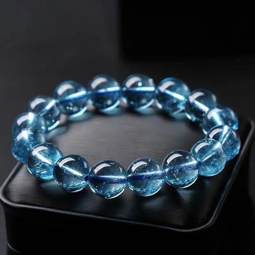 SIZAN Aquamarine Bracelet Ice Seed Wealth Transfer Temperament Sweet and Elegant Aquamarine Bracelet Unpopular Men Aquamarine 12mm