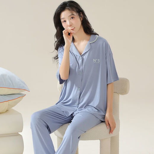 Kaizitu Modal women's pajamas and home clothes set comfortable short-sleeved trousers for wear outside 12108 [soft modal, breathable and comfortable] M [90-100Jin [Jin equals 0.5 kg]]