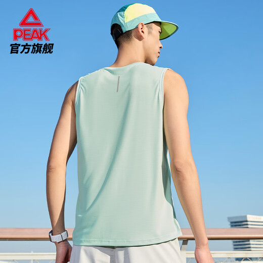 Peak Sports Vest Herren Sommer Neue schnelle, atmungsaktive Fitnesshülsen und Top-Wund-Training-Anzug Basketball-Shirt-Shorts [Speed-Drogen-Weste 2017] White and Green XL (180)
