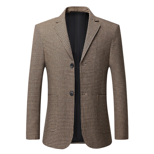 NJSkakw Suit Men de l'âge moyen et des jeunes combinaisons de jeunes hommes pour le printemps et l'automne Veste décontractée Slim Fit Plaid Single Mino 866 Houndstooth-Black and White Plaid 3XL 190 / 104A Recommandé 170-185jin [Jin est égal à 0,5 kg]