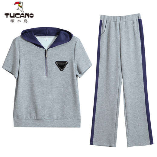 Woodpecker Sports Set Summer 2025 Nouveau petit style à petit style Houstable Thin Short Running Running Suit décontracté en deux pièces 6630 Powder L [suggéré 101-115jin [Jin est égal à 0,5 kg]]]