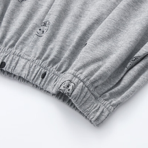 Fenten Pyjamas mit Brustpolstern für Frauen Sommer reines Baumwollshorts Shorts Thin Girl's Home Clothing Anzug Blume grau m