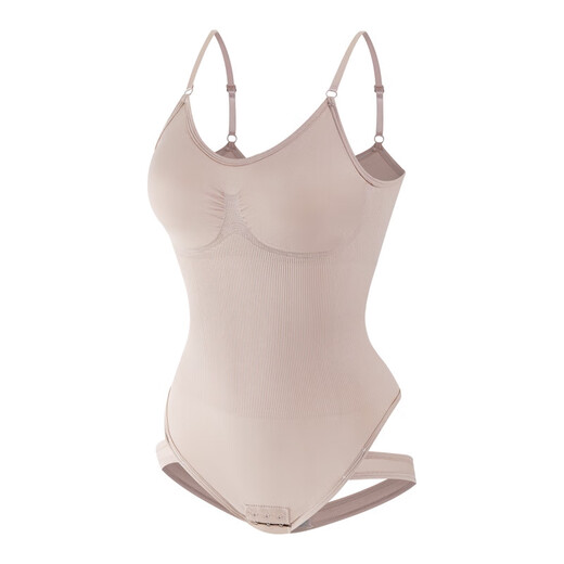 Seamless tight-fitting hollow body shaping women's tummy control suspender transvestite underwear corset thong men's jumpsuit coffee XL