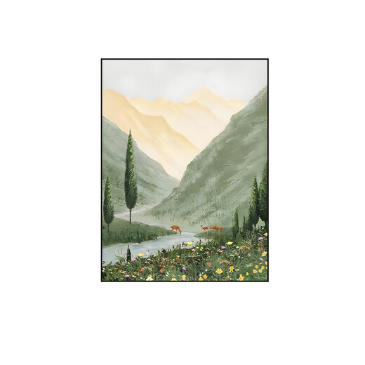 MOJY卫生间挂画高级感免打孔卫生间山水挂画风景装饰画厕所马桶上方挂 ZSH13542-林深见鹿 外框60x80cm铝合金框+有机玻璃