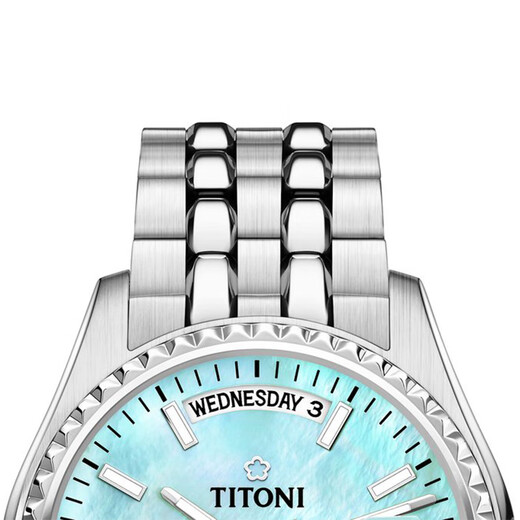 Pflaumenblüten (Titoni) Ruiw Watch Universe Serie Automatische Maschinenwoche Kalender Stahlgürtel Schweizer Uhr 40mm 797 S-719 Blaue Schalenstahlgürtel