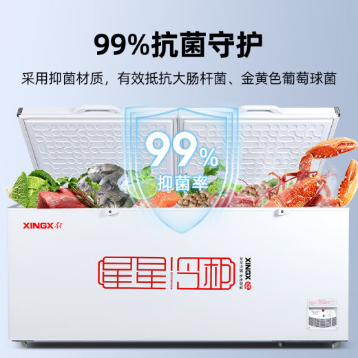 星星（XINGX）冰柜商用大容量冷柜500升以上冷藏冷冻两用冰柜双开门卧式冰箱雪糕柜超市便利店商用冰柜 1.9米718升丨-40℃除霜 1级能效728GE