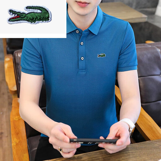 Crocodile Summer New Polo Shirt Herren High-End-Casual-Lappel-Trendy-Kurzärmel-T-Shirt im mittleren Alter im mittleren Alter J6636 Graugrün M 90-110jin [Jin ist 0,5 kg]