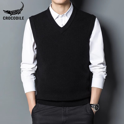 Crocodile crocodile shirt brand sweater vest men plaid sweater sleeveless top slim spring and autumn fur vest men vest 9902 gray one size 165