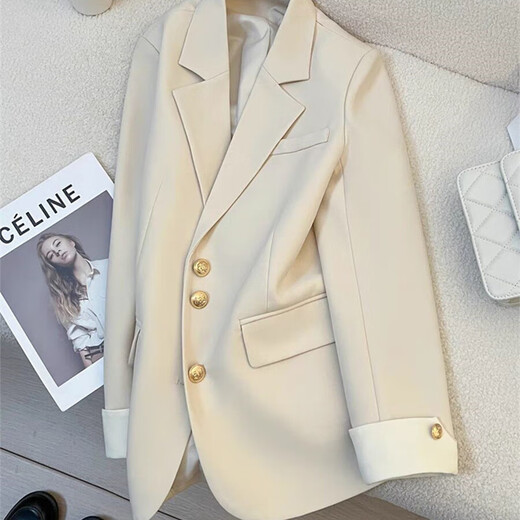 Xuanyan off-white blazer for women 2026 spring new style office worker college student temperament commuting small suit formal blazer for women ivory white XL 115-125Jin Jin equals 0.5 kg