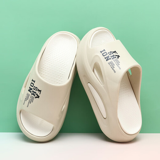 
Thick-soled slippers for women in summer wear 2025 new sandals non-slip sponge cake sole home drag and shit feel casual beach shoes khaki 37-38