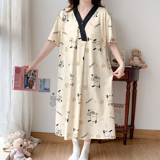短袖孕妇睡衣裙夏季待产裙带胸垫宽松大码产检服怀孕期外穿家居服 ISY-16813#短袖裙带胸垫 L码 (推荐体重90-120斤左右)