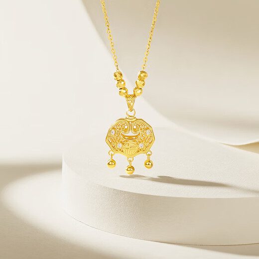Saturday Fortune (ZLF) S925 silver necklace for women, golden rich lock, niche chain pendant as a birthday gift for girlfriend, pendant chain length 40+5cm