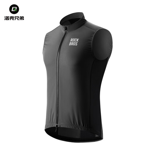 ROCKBROS Windproof Vest Cycling Clothing Road Cycling Windbreaker Vest Sleeveless Top Men and Women Spring and Summer Black M